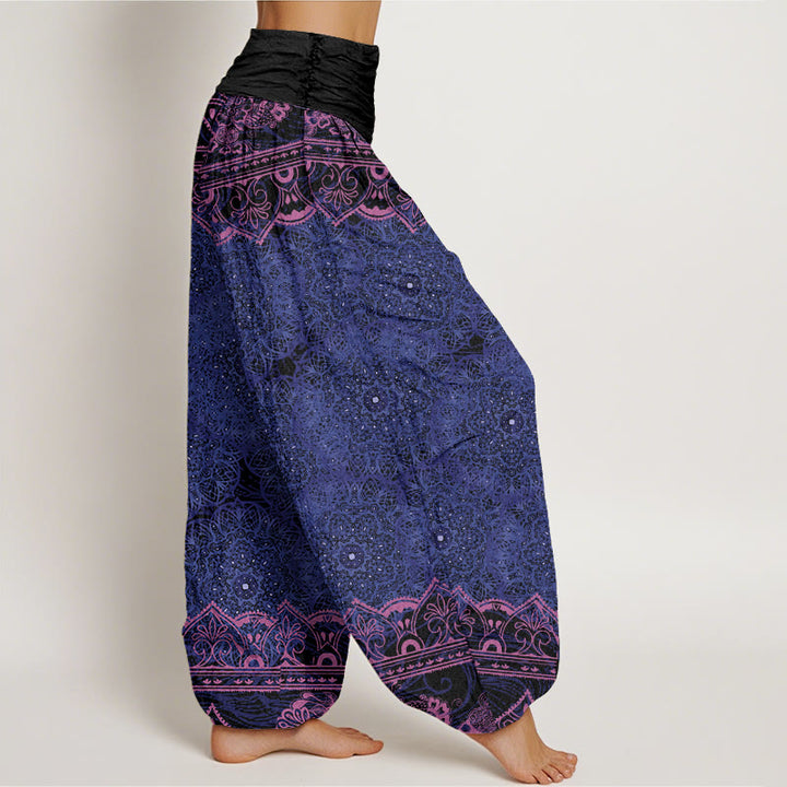 Haremshose mit Buddha Stones und elegantem Mandala-Blumen-Design für Damen, elastische Taille - image 6