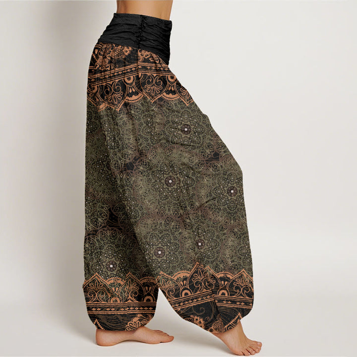 Haremshose mit Buddha Stones und elegantem Mandala-Blumen-Design für Damen, elastische Taille - image 9