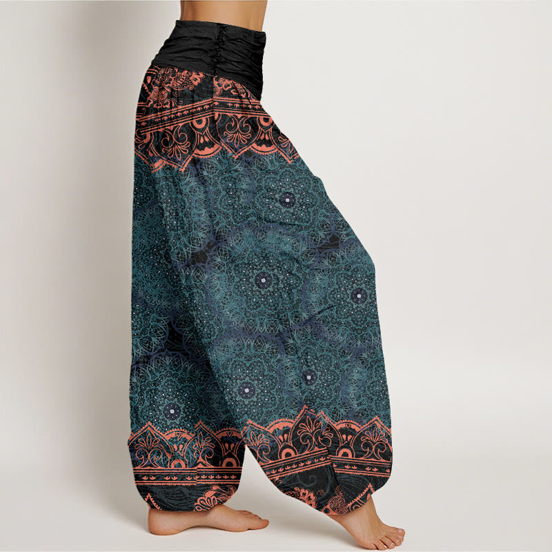 Haremshose mit Buddha Stones und elegantem Mandala-Blumen-Design für Damen, elastische Taille - image 2