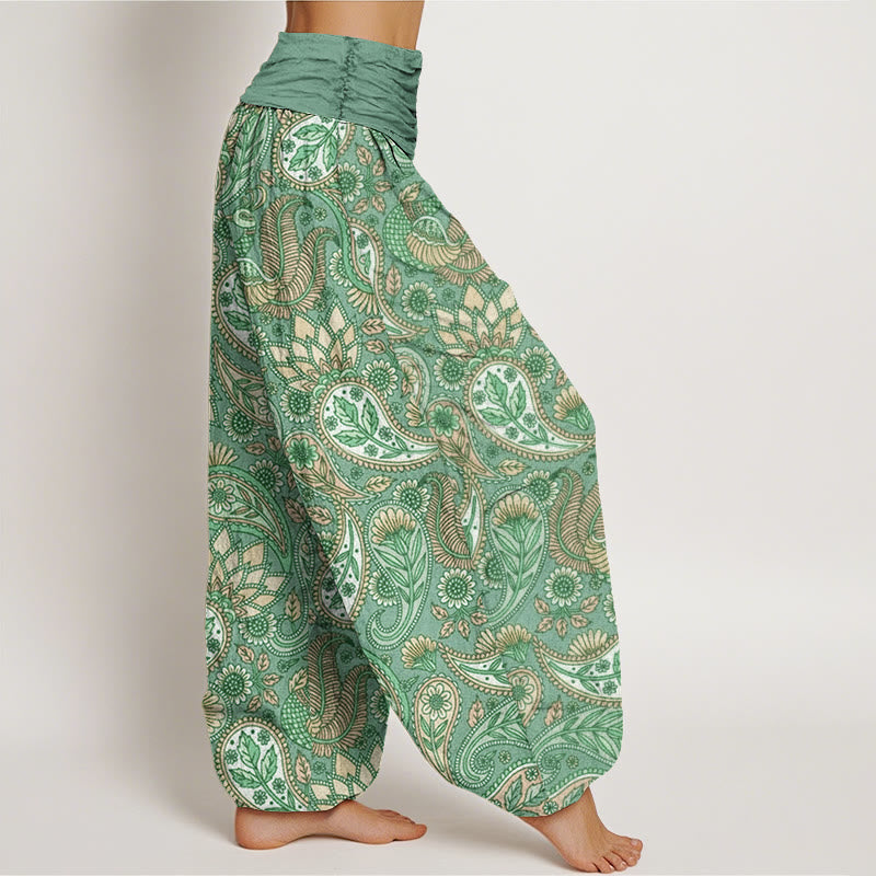 Haremshose für Damen mit elastischer Taille und Buddha Stones, Cashew-Blume, Pfau, Sonnenblume - image 6