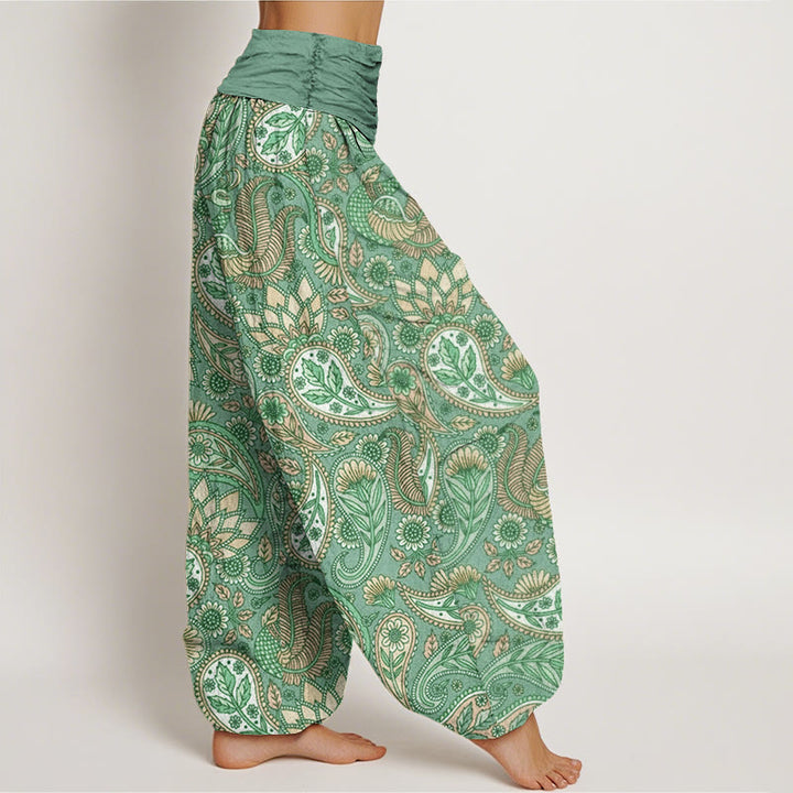 Haremshose für Damen mit elastischer Taille und Buddha Stones, Cashew-Blume, Pfau, Sonnenblume - image 6