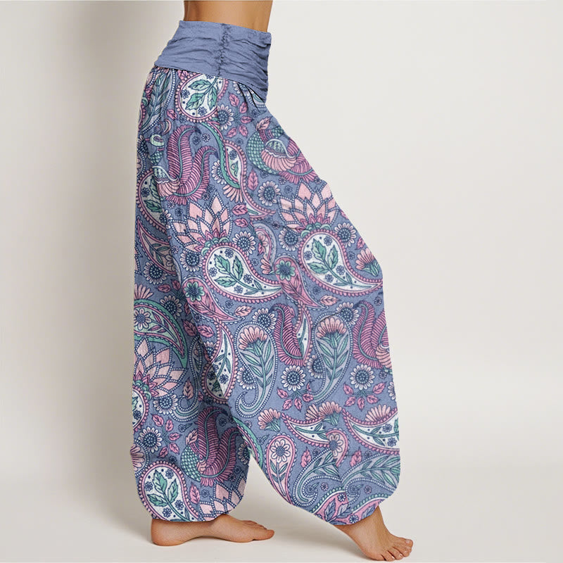 Haremshose für Damen mit elastischer Taille und Buddha Stones, Cashew-Blume, Pfau, Sonnenblume - image 9