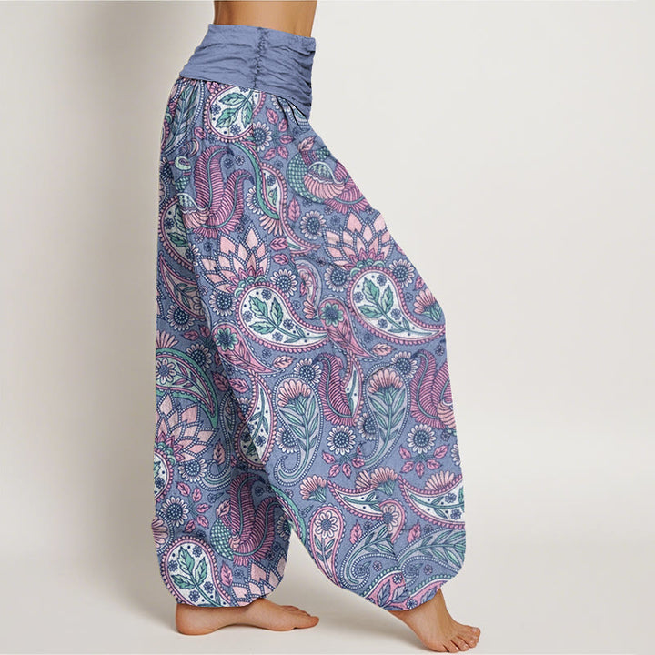 Haremshose für Damen mit elastischer Taille und Buddha Stones, Cashew-Blume, Pfau, Sonnenblume - image 9