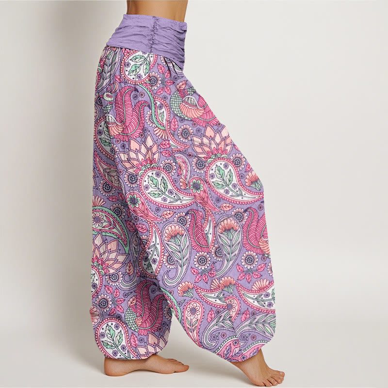 Haremshose für Damen mit elastischer Taille und Buddha Stones, Cashew-Blume, Pfau, Sonnenblume - image 2