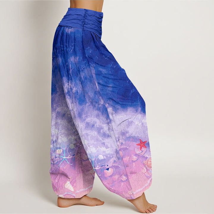 Buddha Stones Vast Ocean Pattern Damen Haremshose mit elastischer Taille - image 9