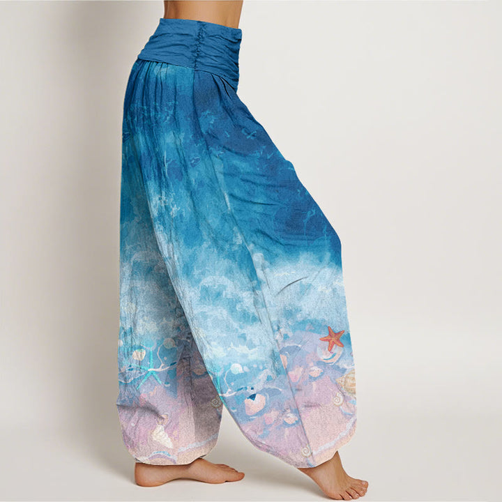 Buddha Stones Vast Ocean Pattern Damen Haremshose mit elastischer Taille - image 6