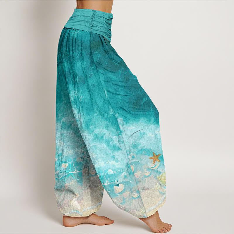Buddha Stones Vast Ocean Pattern Damen Haremshose mit elastischer Taille - image 2