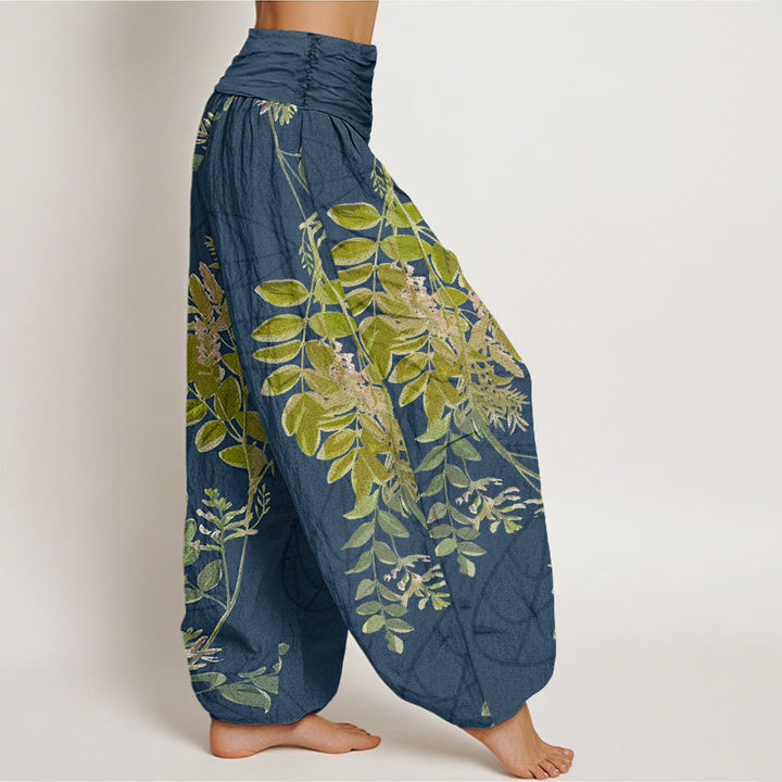 Buddha Stones, grüne Blätter, Zweige, Haremshose für Damen mit elastischer Taille - image 10