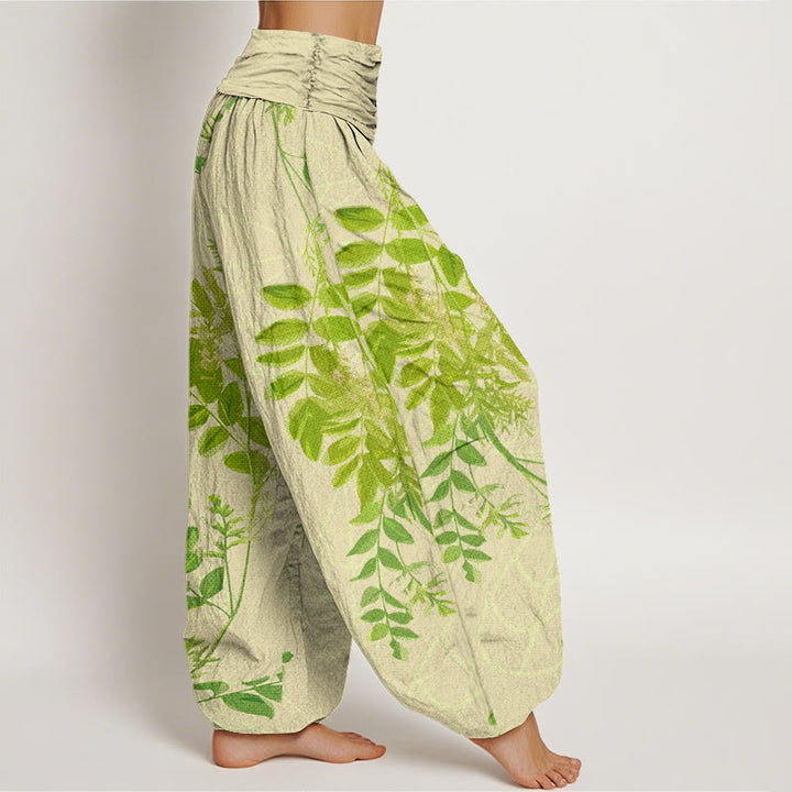 Buddha Stones, grüne Blätter, Zweige, Haremshose für Damen mit elastischer Taille - image 3