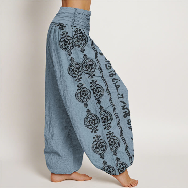 Buddha Stones , Mandala-Baumwollhose mit Om-Mani-Padme-Hum-Motiv und elastischem Bund für Damen - image 8
