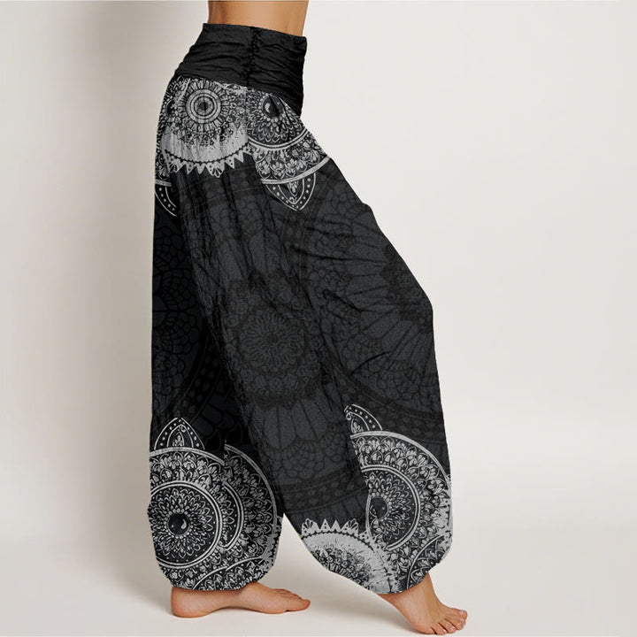 Haremshose aus Baumwolle mit kreisförmigem Mandala-Muster und elastischem Bund für Damen (Buddha Stones). - image 2