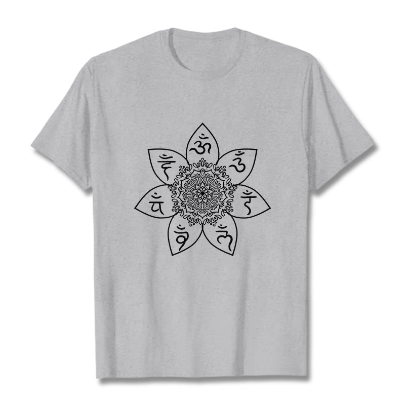 Buddha Stones Mandala Om Mani Padme Hum Muster T-Shirt - Hellgrau - 2XL - image 19