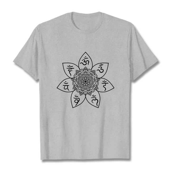 Buddha Stones Mandala Om Mani Padme Hum Muster T-Shirt - Hellgrau - 2XL - image 19