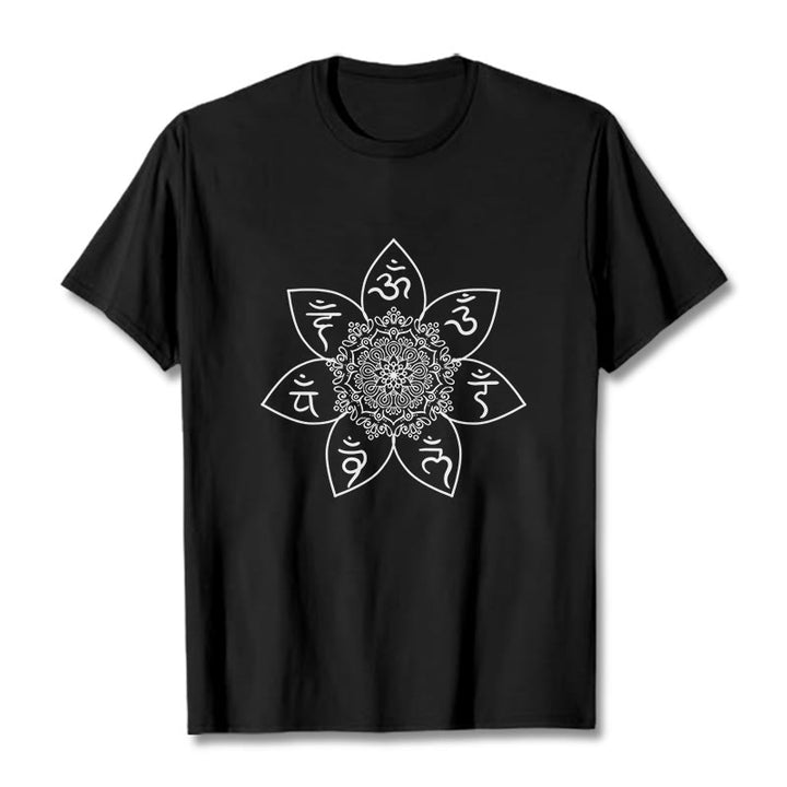 Buddha Stones Mandala Om Mani Padme Hum Muster T-Shirt - Schwarz - 2XL - image 3