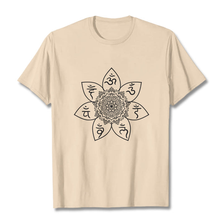 Buddha Stones Mandala Om Mani Padme Hum Muster T-Shirt - Biskuit - 2XL - image 10
