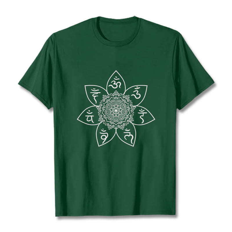 Buddha Stones Mandala Om Mani Padme Hum Muster T-Shirt - Waldgrün - 2XL - image 0