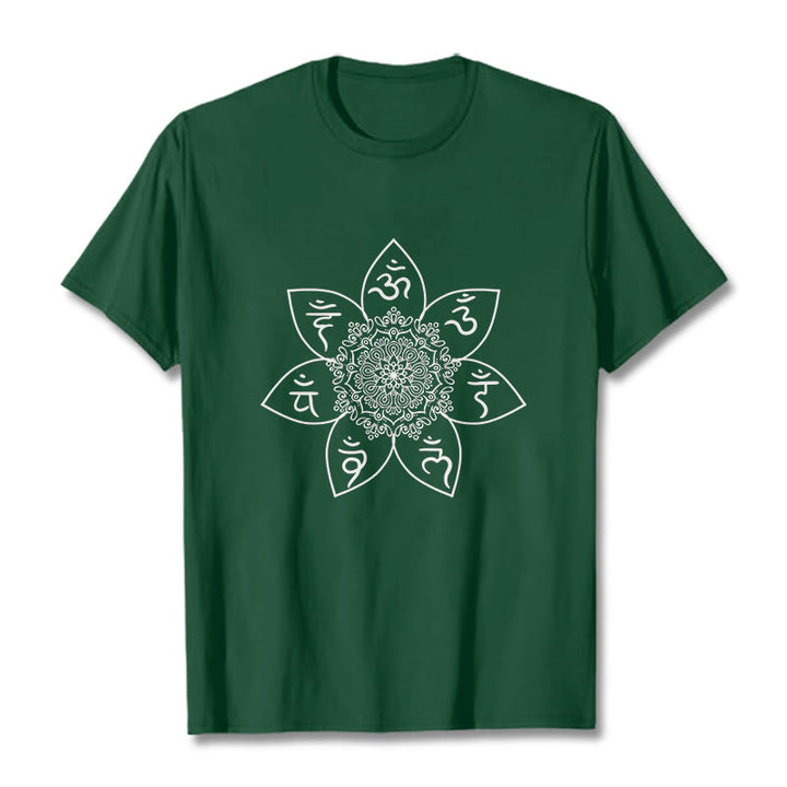 Buddha Stones Mandala Om Mani Padme Hum Muster T-Shirt - Waldgrün - 2XL - image 0