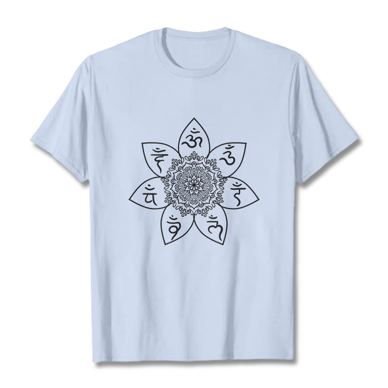 Buddha Stones Mandala Om Mani Padme Hum Muster T-Shirt - Hellcyan - 2XL - image 19