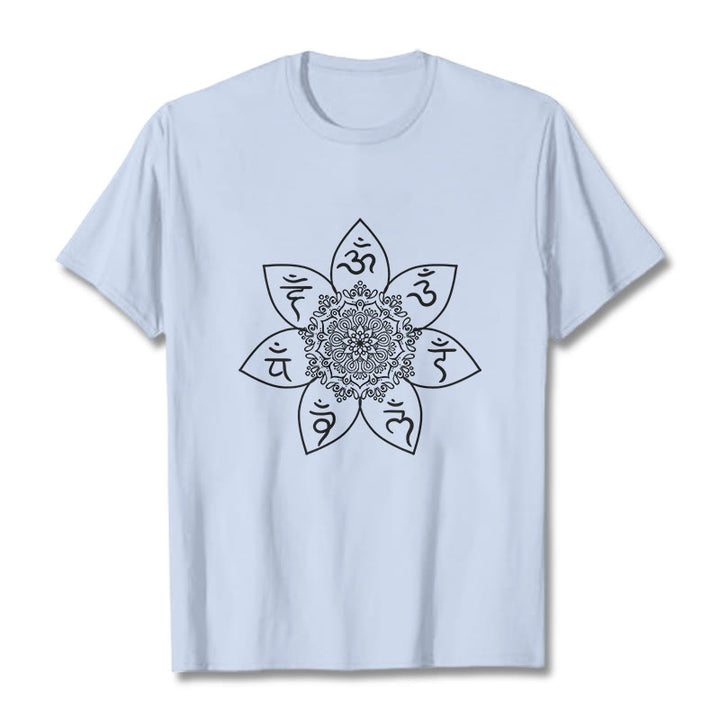 Buddha Stones Mandala Om Mani Padme Hum Muster T-Shirt - Hellcyan - 2XL - image 18