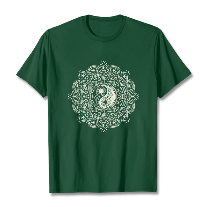 Buddha Stones ​​Mandala YinYang Symbol Muster T T-shirt - Waldgrün - 2XL - image 0
