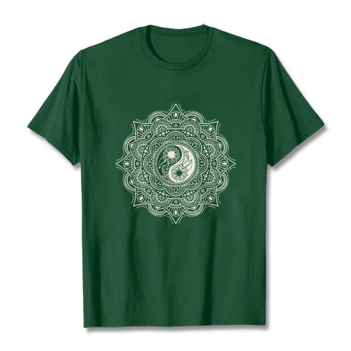 Buddha Stones ​​Mandala YinYang Symbol Muster T T-shirt - Waldgrün - 2XL - image 0