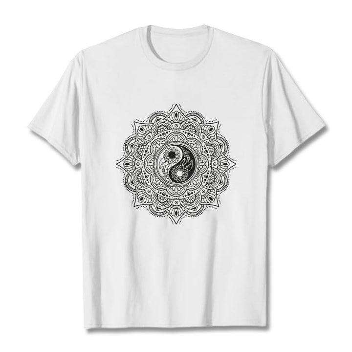 Buddha Stones ​​Mandala YinYang Symbol Muster T T-shirt - Weiß - 2XL - image 8