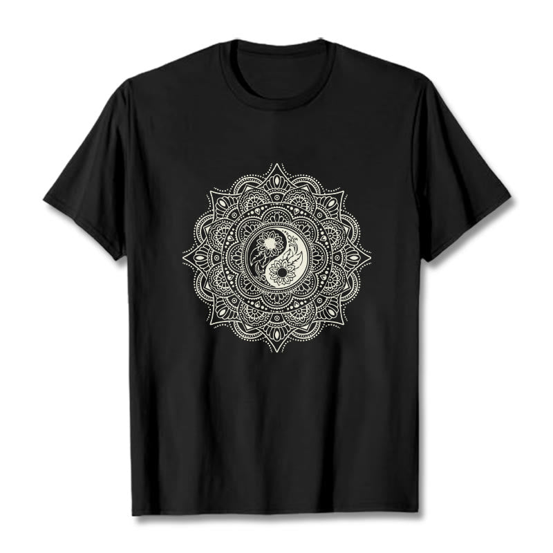 Buddha Stones ​​Mandala YinYang Symbol Muster T T-shirt - Schwarz - 2XL - image 3