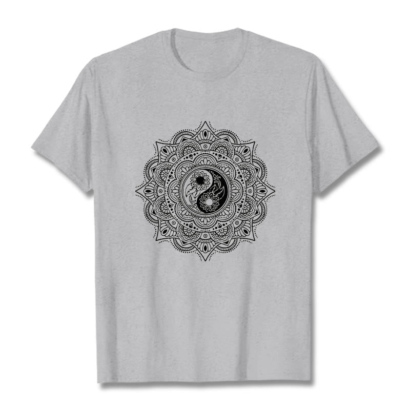 Buddha Stones ​​Mandala YinYang Symbol Muster T T-shirt - Hellgrau - 2XL - image 20