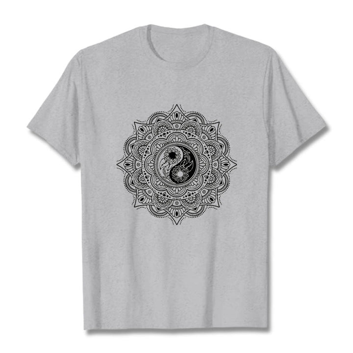Buddha Stones ​​Mandala YinYang Symbol Muster T T-shirt - Hellgrau - 2XL - image 20