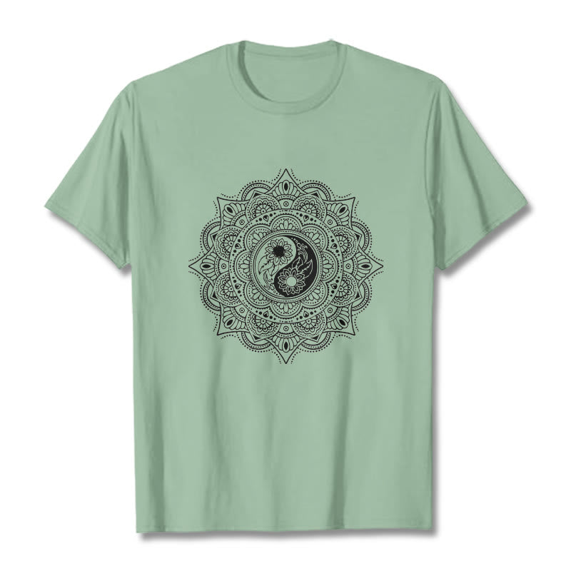 Buddha Stones ​​Mandala YinYang Symbol Muster T T-shirt - Blassgrün - 2XL - image 15