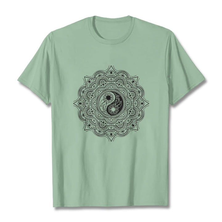 Buddha Stones ​​Mandala YinYang Symbol Muster T T-shirt - Blassgrün - 2XL - image 15
