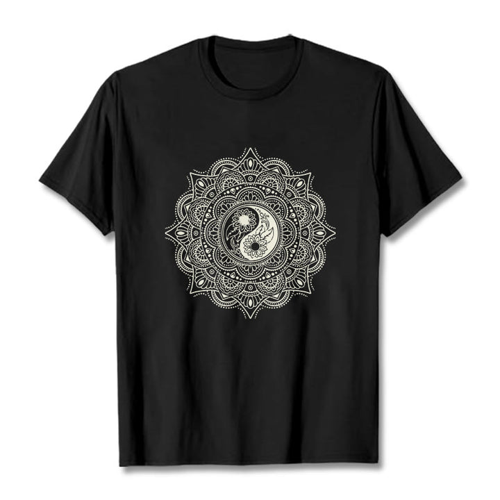 Buddha Stones ​​Mandala YinYang Symbol Muster T T-shirt - Schwarz - 2XL - image 4