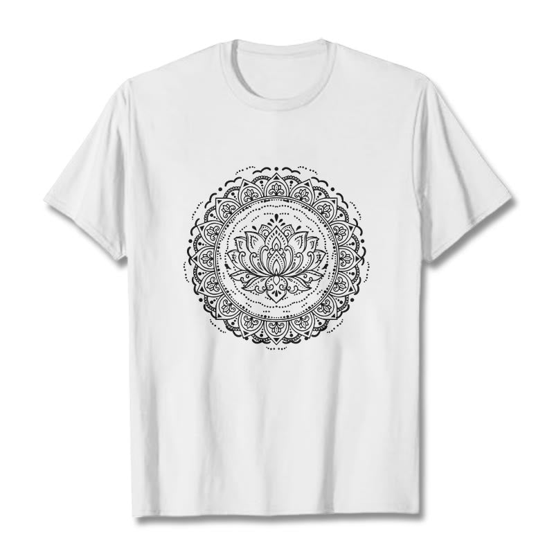Buddha Stones ​​Mandala Lotus Blume Muster T T-shirt - Weiß - 2XL - image 0