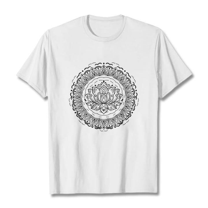 Buddha Stones ​​Mandala Lotus Blume Muster T T-shirt - Weiß - 2XL - image 0