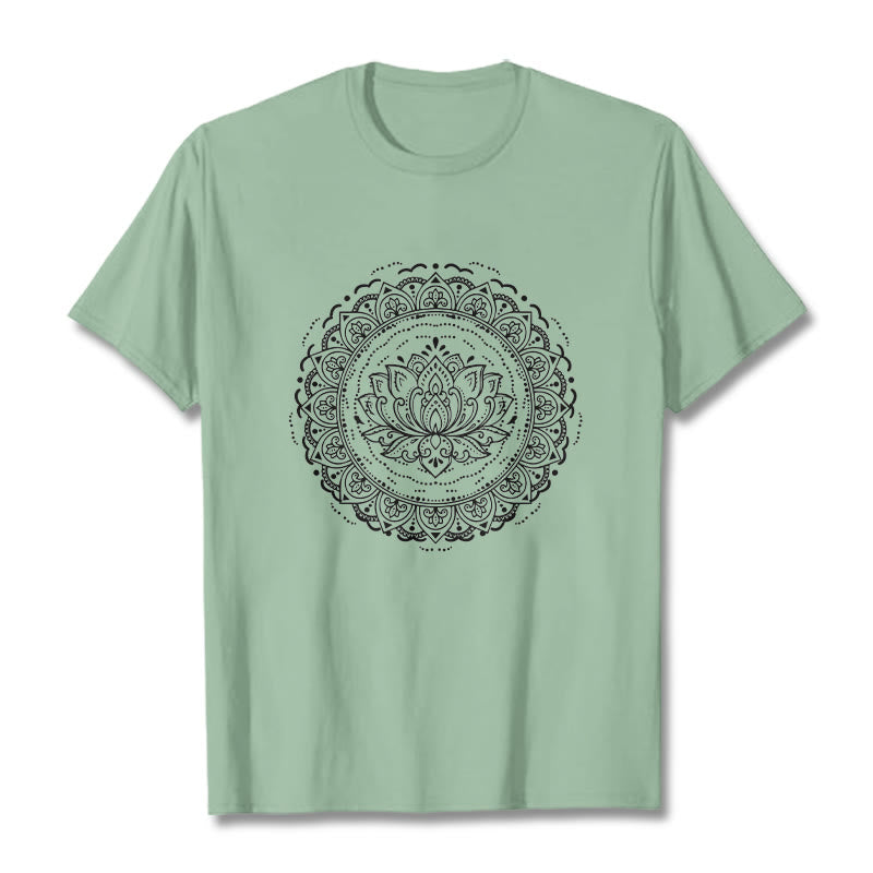 Buddha Stones ​​Mandala Lotus Blume Muster T T-shirt - Blassgrün - 2XL - image 15