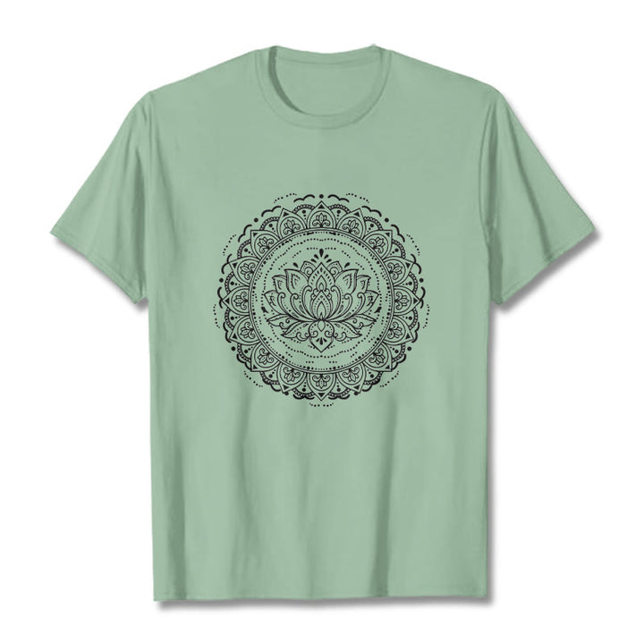 Buddha Stones ​​Mandala Lotus Blume Muster T T-shirt - Blassgrün - 2XL - image 15