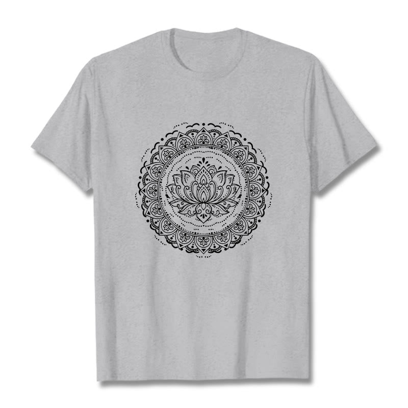 Buddha Stones ​​Mandala Lotus Blume Muster T T-shirt - Hellgrau - 2XL - image 19