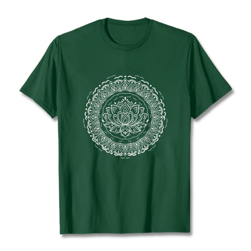 Buddha Stones ​​Mandala Lotus Blume Muster T T-shirt - Waldgrün - 2XL - image 10