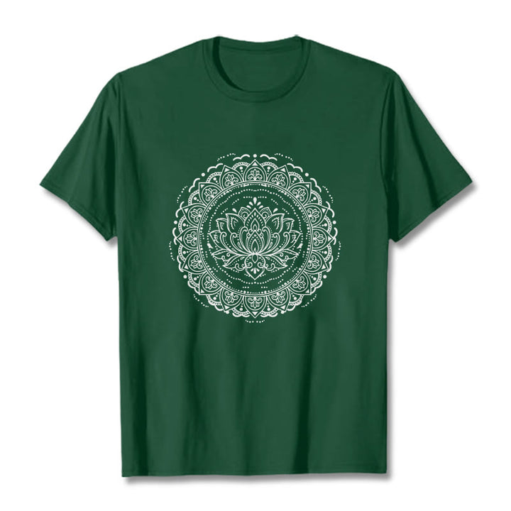 Buddha Stones ​​Mandala Lotus Blume Muster T T-shirt - Waldgrün - 2XL - image 10