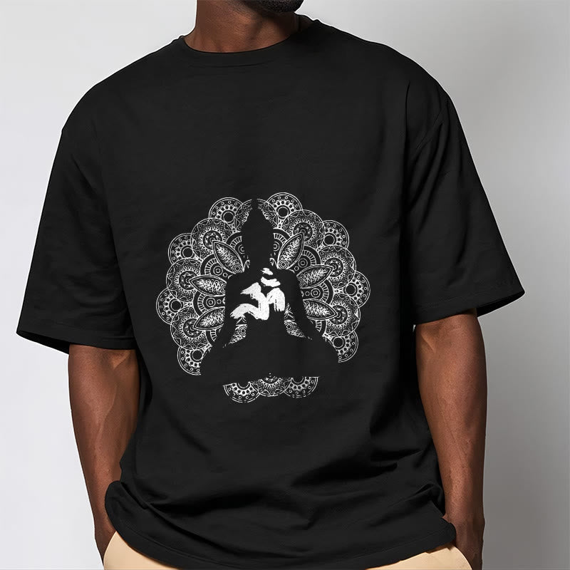 Buddha Stones ​​Reine Farbe Mandala Om Symbol Muster T T-shirt - image 1