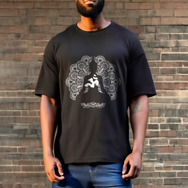 Buddha Stones ​​Reine Farbe Mandala Om Symbol Muster T T-shirt - image 2