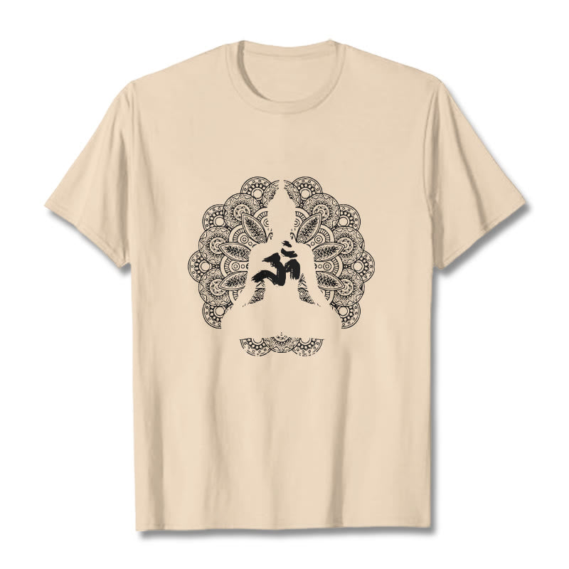 Buddha Stones ​​Reine Farbe Mandala Om Symbol Muster T T-shirt - Biskuit - 2XL - image 8