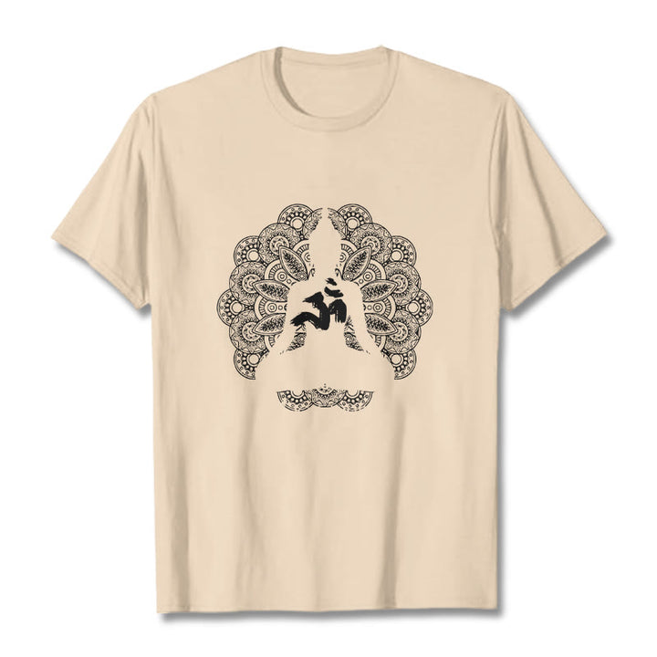 Buddha Stones ​​Reine Farbe Mandala Om Symbol Muster T T-shirt - Biskuit - 2XL - image 8