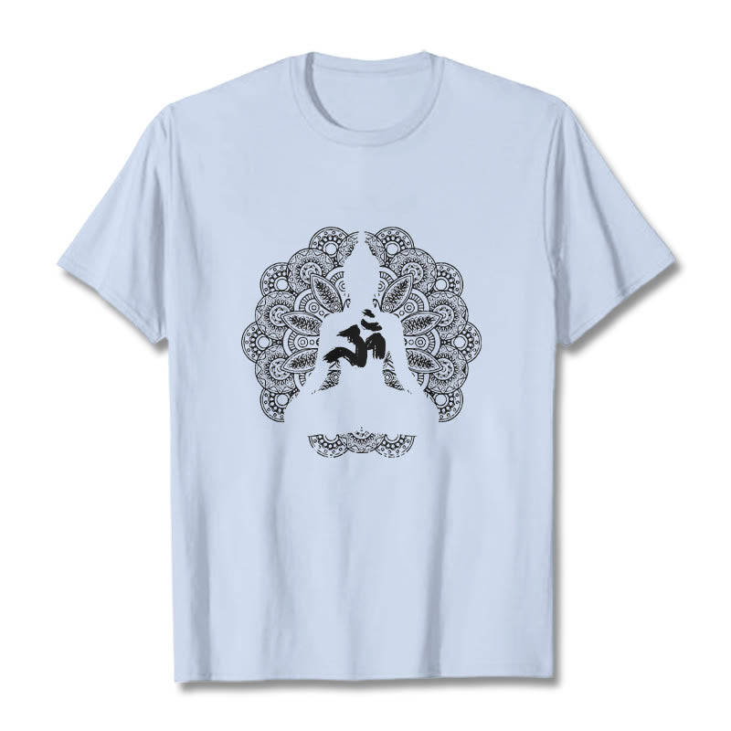 Buddha Stones ​​Reine Farbe Mandala Om Symbol Muster T T-shirt - HellCyan - 2XL - image 19