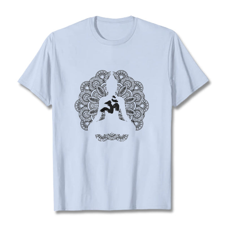 Buddha Stones ​​Reine Farbe Mandala Om Symbol Muster T T-shirt - HellCyan - 2XL - image 19