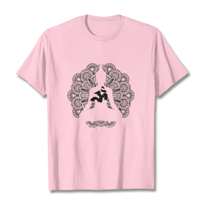 Buddha Stones ​​Reine Farbe Mandala Om Symbol Muster T T-shirt - Hellrosa - 2XL - image 13