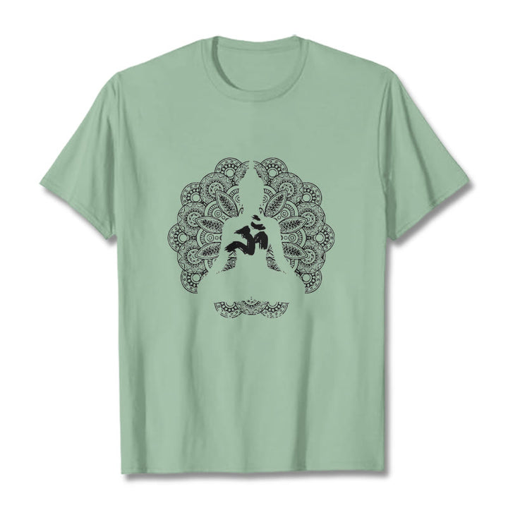 Buddha Stones ​​Reine Farbe Mandala Om Symbol Muster T T-shirt - Blassgrün - 2XL - image 15