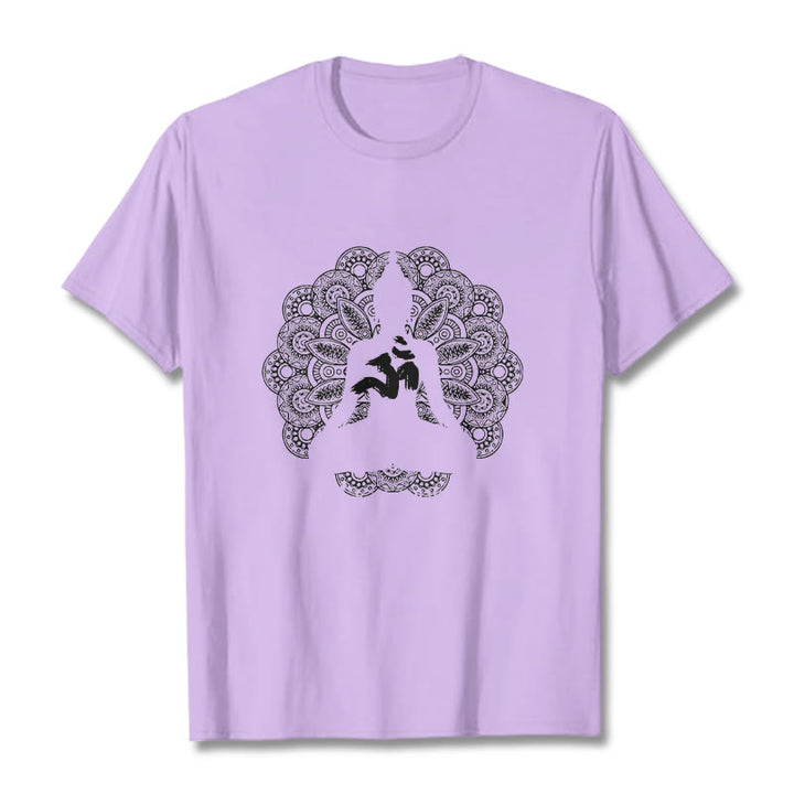Buddha Stones ​​Reine Farbe Mandala Om Symbol Muster T T-shirt - Pflaume - 2XL - image 16