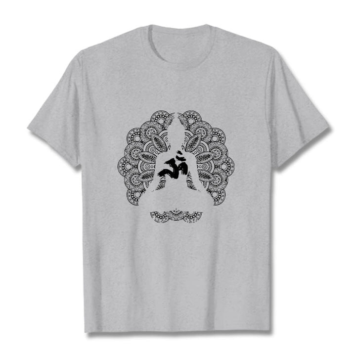 Buddha Stones ​​Reine Farbe Mandala Om Symbol Muster T T-shirt - Hellgrau - 2XL - image 19