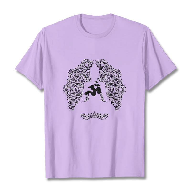 Buddha Stones ​​Reine Farbe Mandala Om Symbol Muster T T-shirt - Pflaume - 2XL - image 17